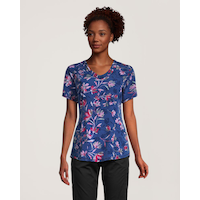 Haut d'uniforme médical de Health Pro à encolure en V avec imprimé pour femmes Front_Flat