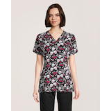 Haut d'uniforme médical de Health Pro à encolure en V avec imprimé pour femmes Front_Flat