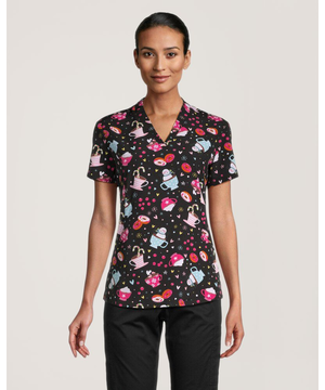 Haut d'uniforme médical de Health Pro à encolure en V avec imprimé pour femmes