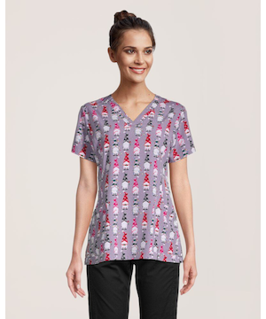 Haut d'uniforme médical de Health Pro à encolure en V avec imprimé pour femmes