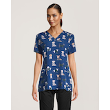 Haut d'uniforme médical de Health Pro à encolure en V avec imprimé pour femmes Front_Flat