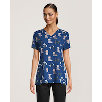 Haut d'uniforme médical de Health Pro à encolure en V avec imprimé pour femmes Front_Flat