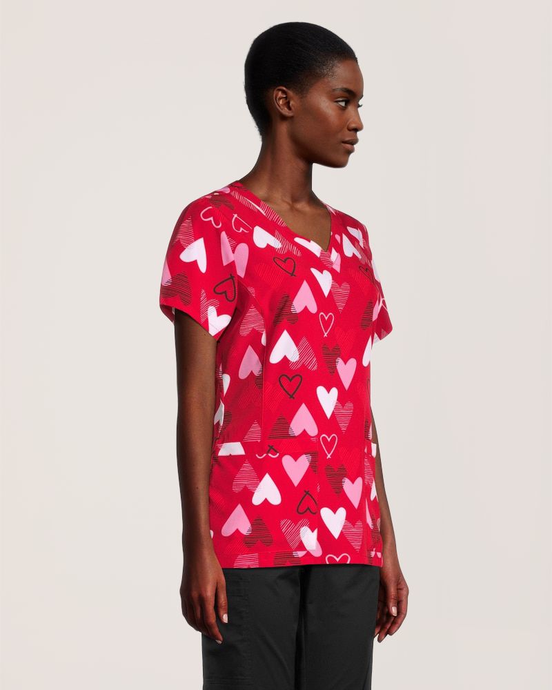 Haut d'uniforme médical à encolure en V pour femmes, Love Forever, Health Pro