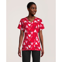 Haut d'uniforme médical à encolure en V pour femmes, Love Forever, Health Pro Front_Flat