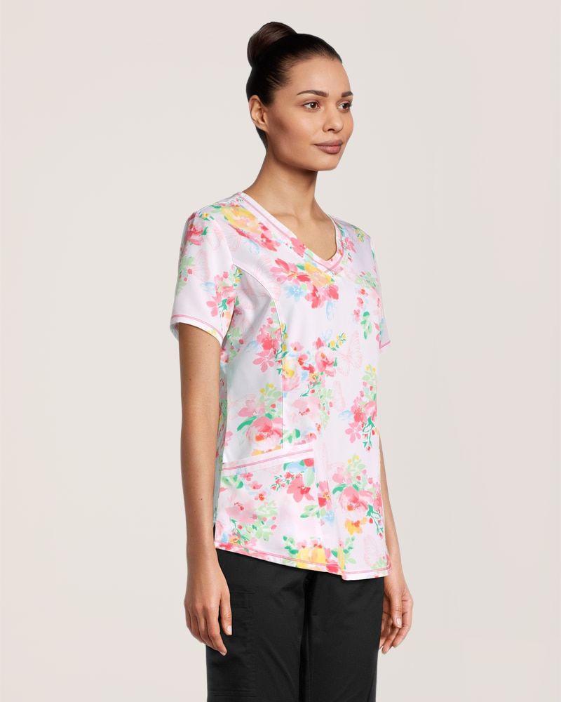 Haut d'uniforme médical extensible dans 2&nbsp;sens à encolure en V pour femmes, Health Pro