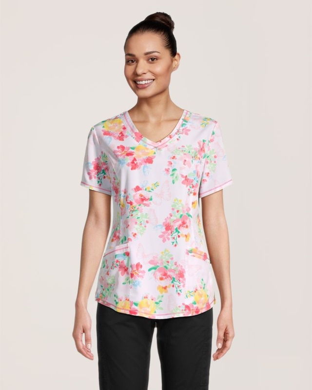 Health Pro Women's 2-Way Stretch V Neck Scrub Top