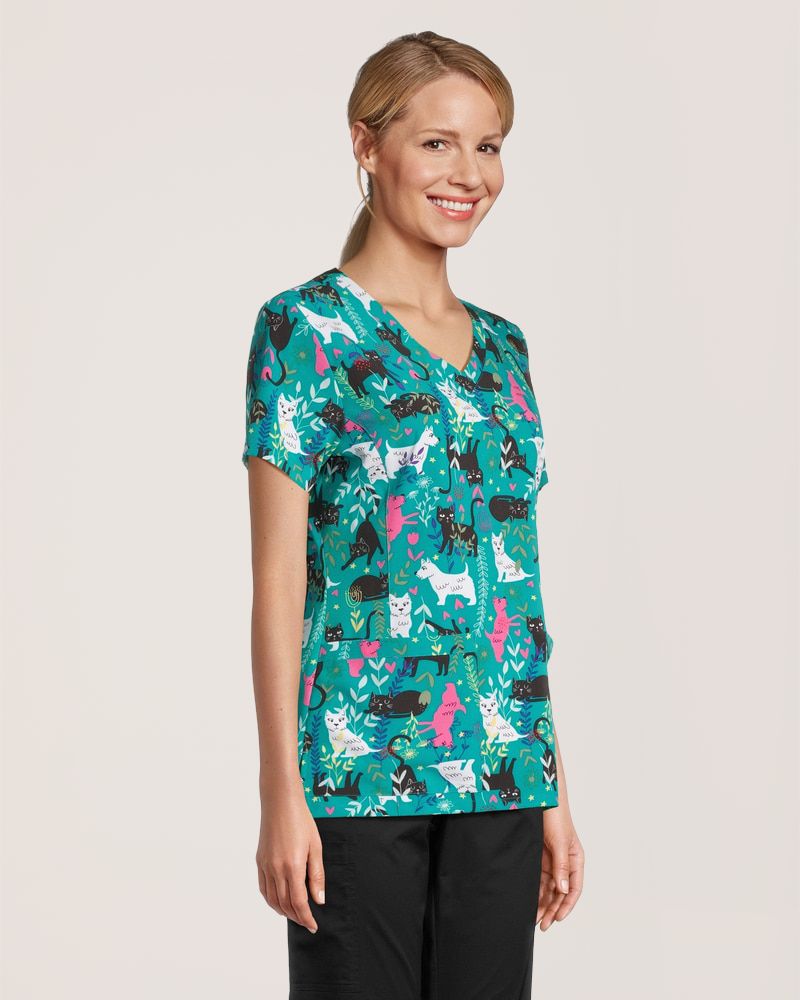 Health Pro Women's 4-Way Stretch V Neck Scrub Top