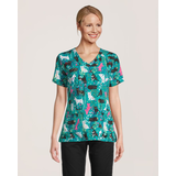 Health Pro Women's 4-Way Stretch V Neck Scrub Top Front_Flat