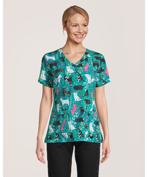 Health Pro Women's 4-Way Stretch V Neck Scrub Top