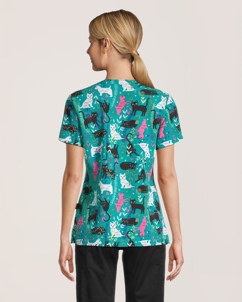 Health Pro Women's 4-Way Stretch V Neck Scrub Top