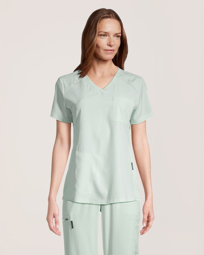 Scrubletics Women's V-Neck Chest Pocket Scrub Top