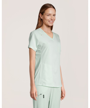 Haut d’uniforme médical à encolure en V avec poche de poitrine pour femmes, Scrubletics