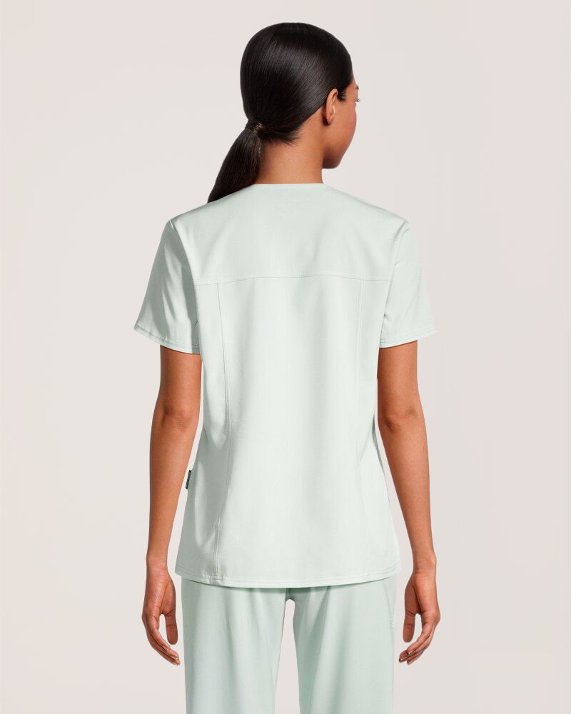 Haut d'uniforme médical à encolure en V et à panneaux en tricot