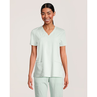 Scrubletics Women's V Neck Knit Panel Scrub Top Front_Flat