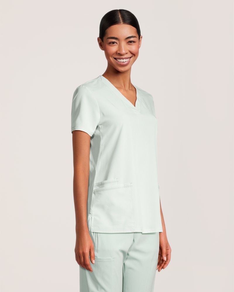 Scrubletics Women's V Neck Knit Panel Scrub Top