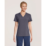 Haut d’uniforme médical à encolure en V et à panneaux en tricot pour femmes, Scrubletics Front_Angled_Right