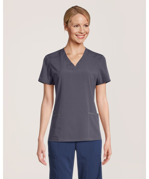 Haut d’uniforme médical à encolure en V et à panneaux en tricot pour femmes, Scrubletics