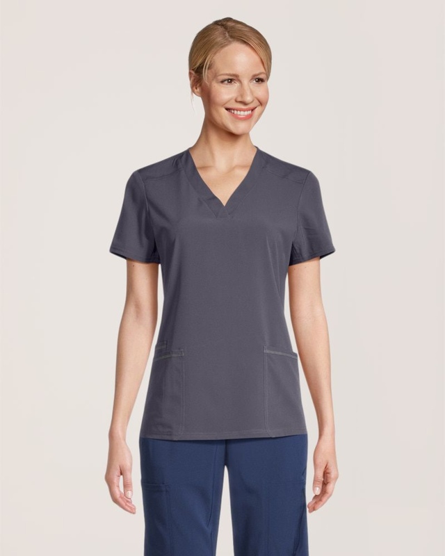 Haut d’uniforme médical à encolure en V et à panneaux en tricot pour femmes, Scrubletics