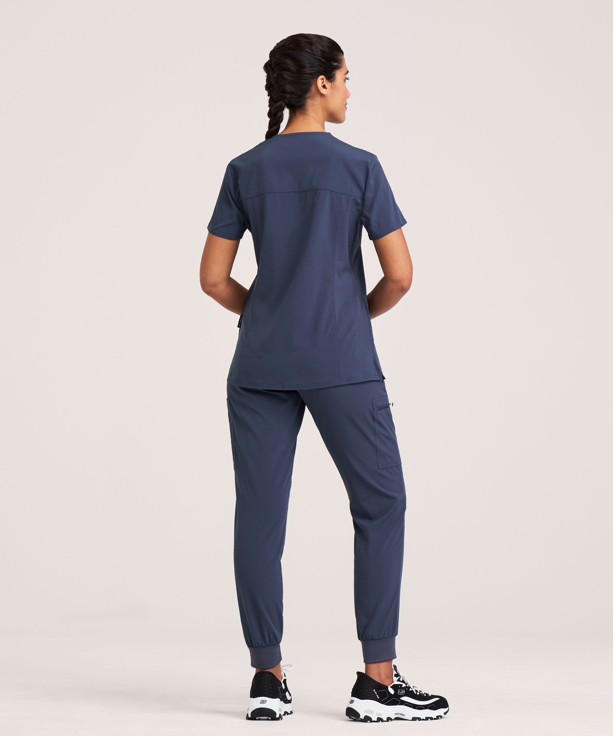 Scrubletics Women's V Neck Knit Panel Scrub Top