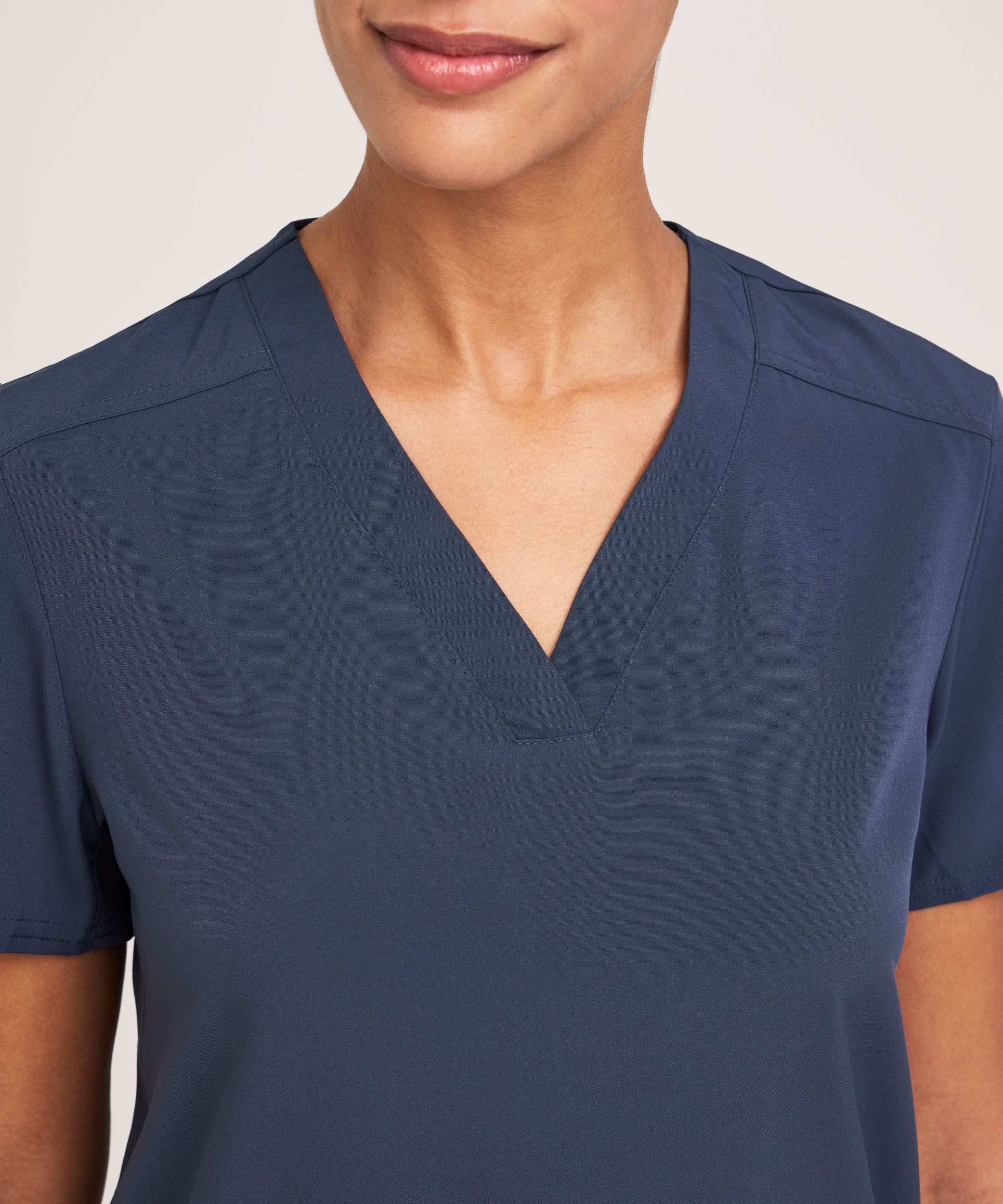 Scrubletics Women's V Neck Knit Panel Scrub Top