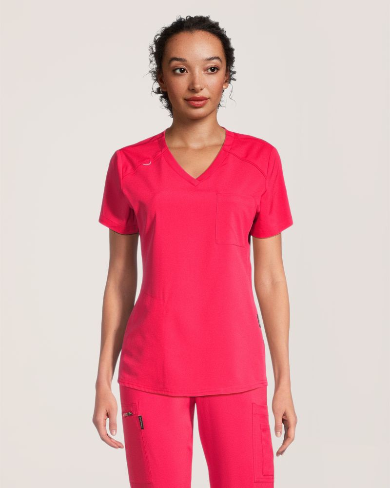 Haut d'uniforme médical à encolure en V avec poche de poitrine pour femmes, Scrubletics
