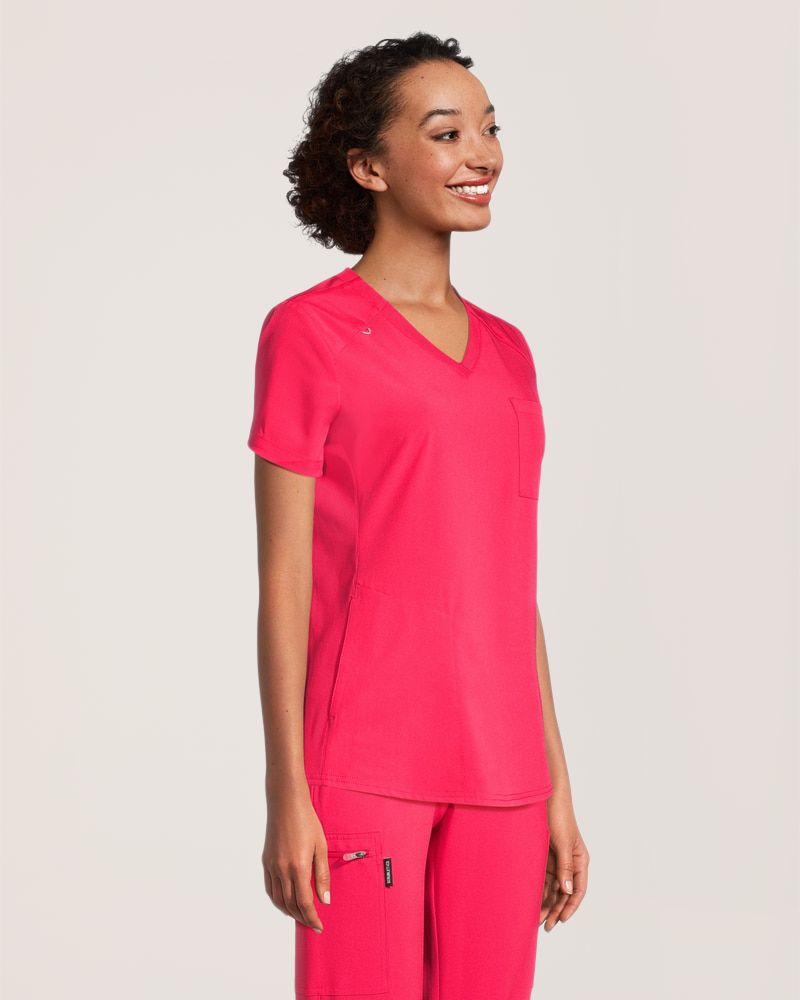 Haut d'uniforme médical à encolure en V avec poche de poitrine pour femmes, Scrubletics