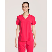 Haut d’uniforme médical à panneaux en tricot pour femmes, Scrubletics Front_Flat