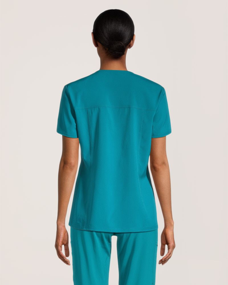 Scrubletics Women's V-Neck Knit Panel Scrub Top