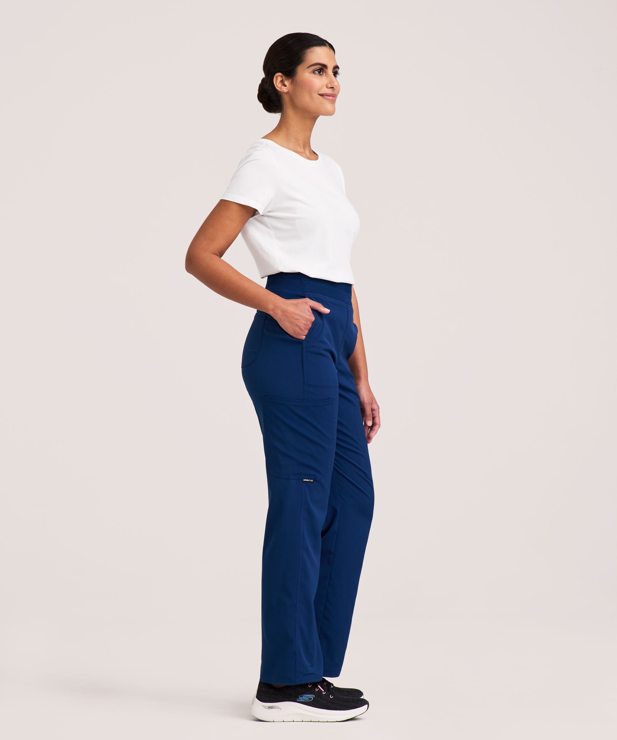 Pantalon d'uniforme médical cargo à taille yoga pour femmes, Scrubletics
