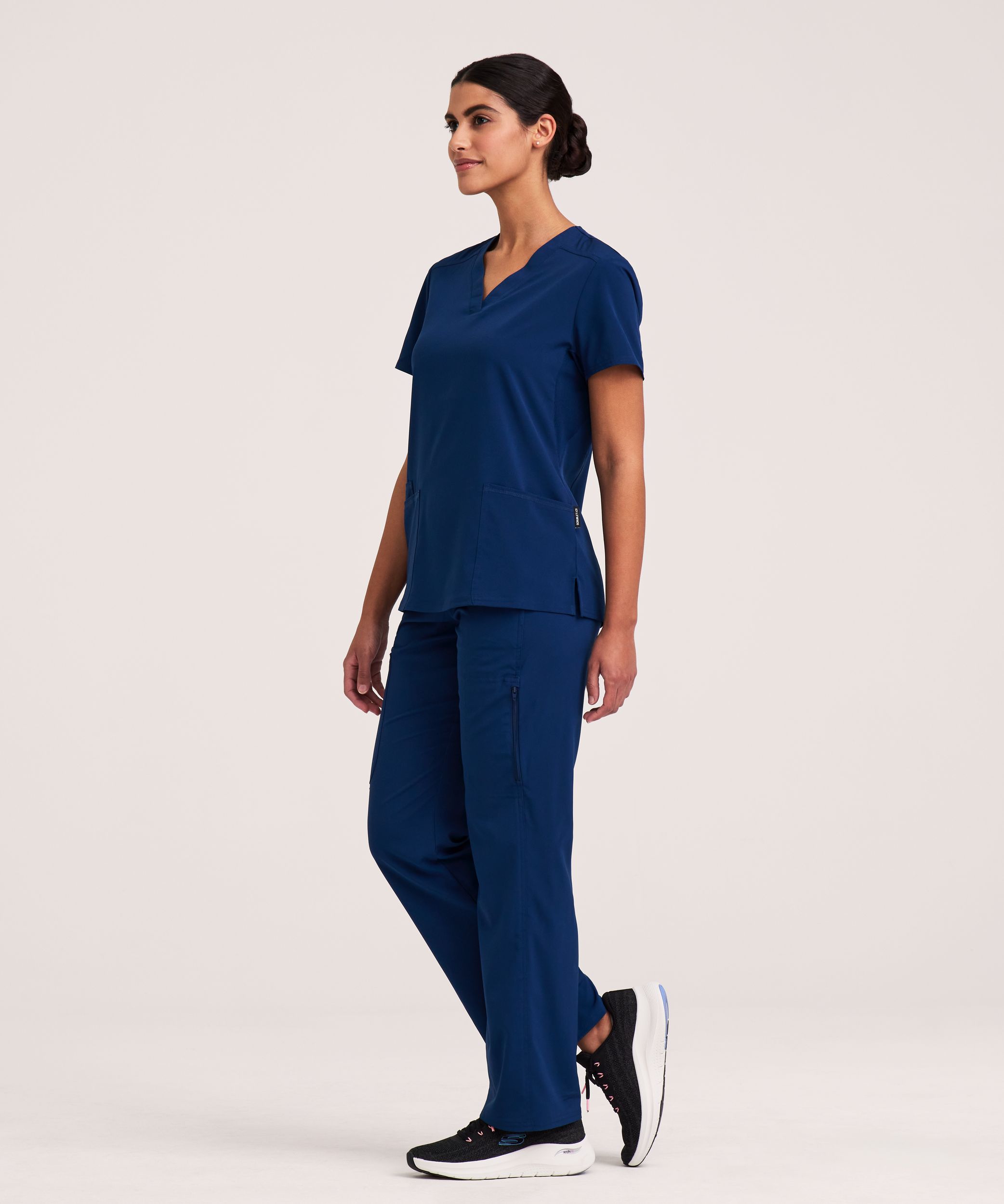 Scrubletics Women's V Neck Knit Panel Scrub Top