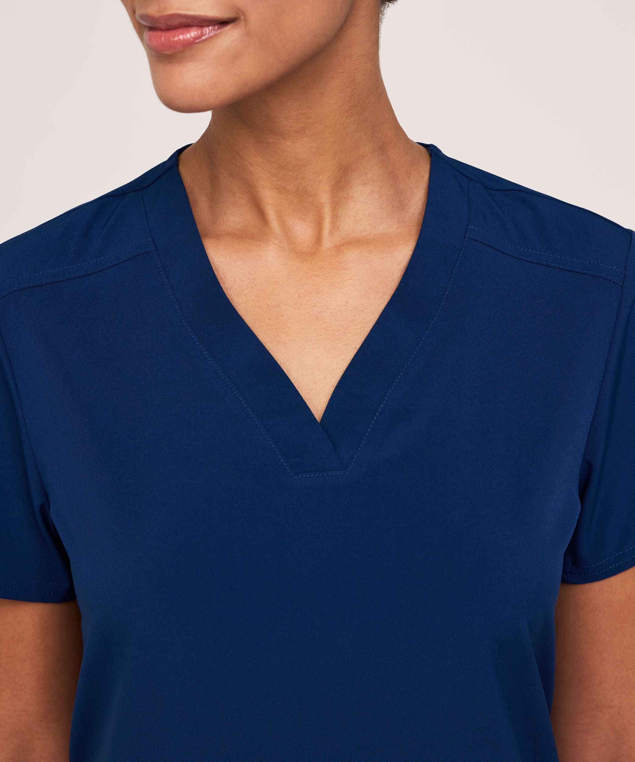 Scrubletics Women's V Neck Knit Panel Scrub Top