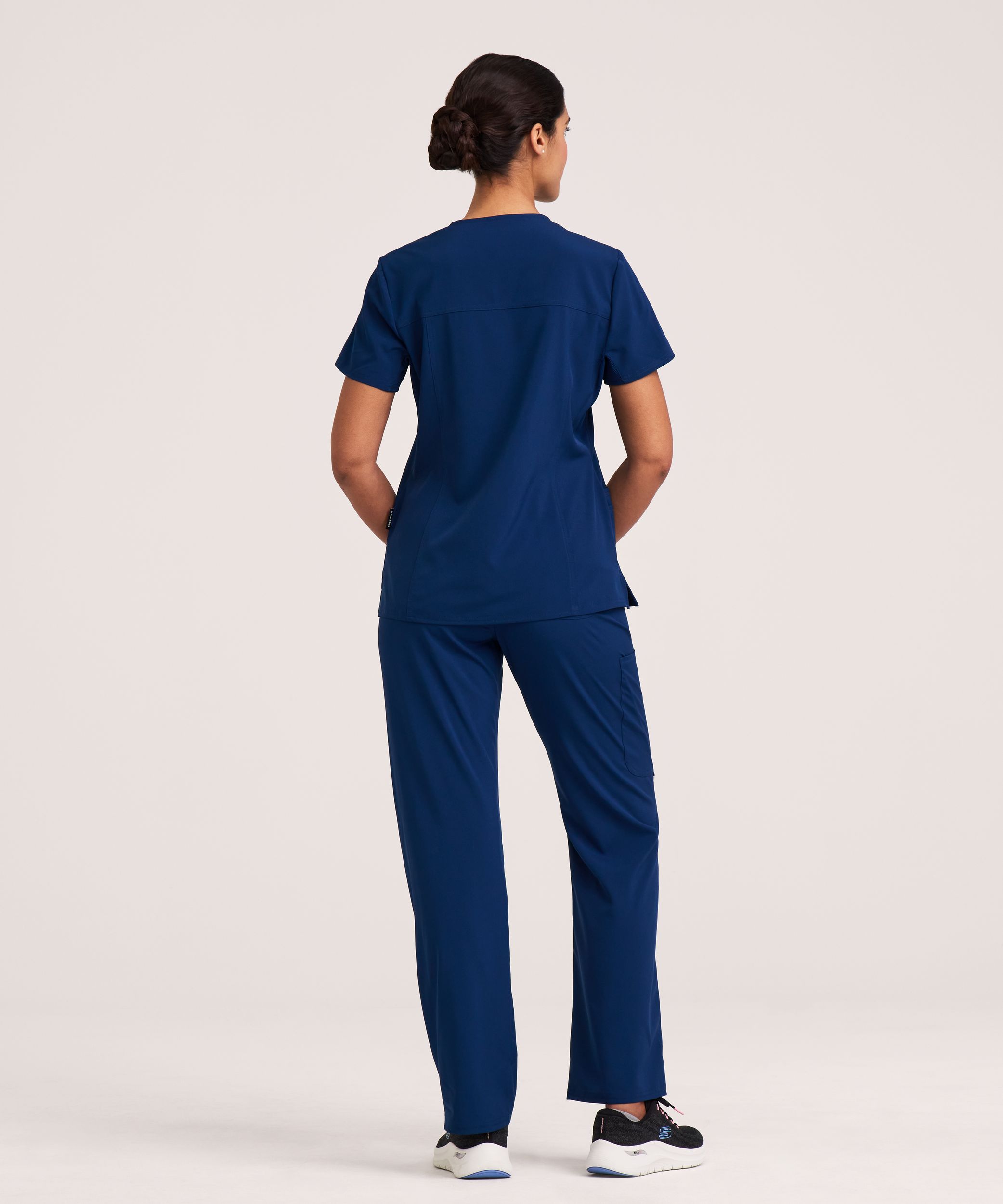 Scrubletics Women's V Neck Knit Panel Scrub Top