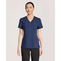 Scrubletics Women's V Neck Knit Panel Scrub Top Front_Flat