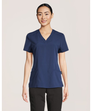 Haut d’uniforme médical à encolure en V et à panneaux en tricot pour femmes, Scrubletics