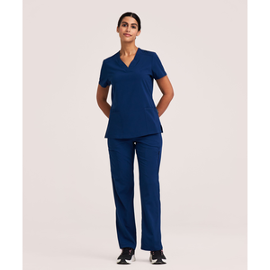 Scrubletics Women's V Neck Knit Panel Scrub Top