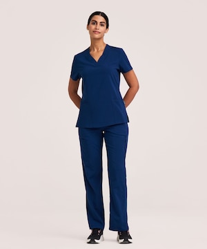 Scrubletics Women's V Neck Knit Panel Scrub Top