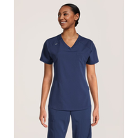 Scrubletics Women's V Neck Chest Pocket Scrub Top Front_Flat