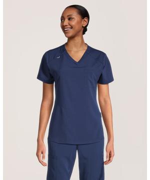 Haut d'uniforme médical à encolure en V avec poche de poitrine pour femmes, Scrubletics