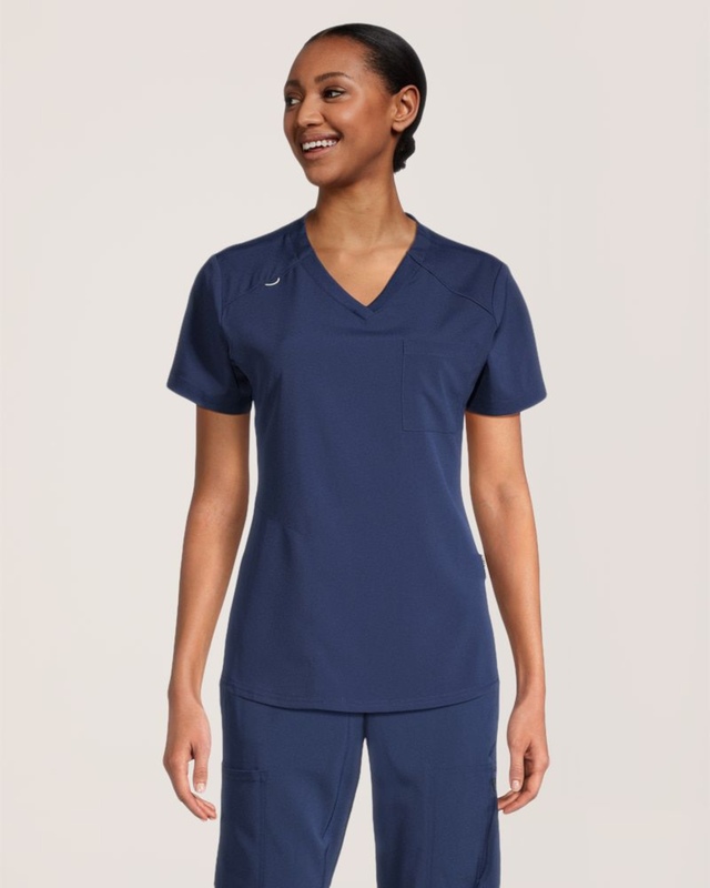 Haut d'uniforme médical à encolure en V avec poche de poitrine pour femmes, Scrubletics