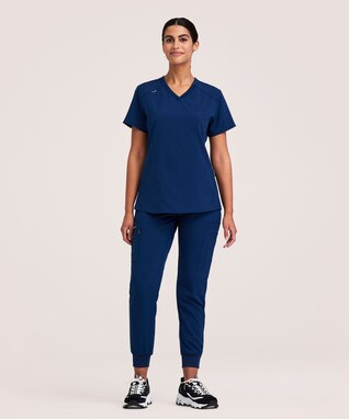 Scrubletics Women's V Neck Chest Pocket Scrub Top