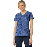Haut d'uniforme médical à encolure en V avec imprimé à logos géométriques pour femmes, Riverside, Carhartt Front_Angled_Left