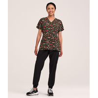 Health Pro Women's V-Neck Scrub Top Front_Flat