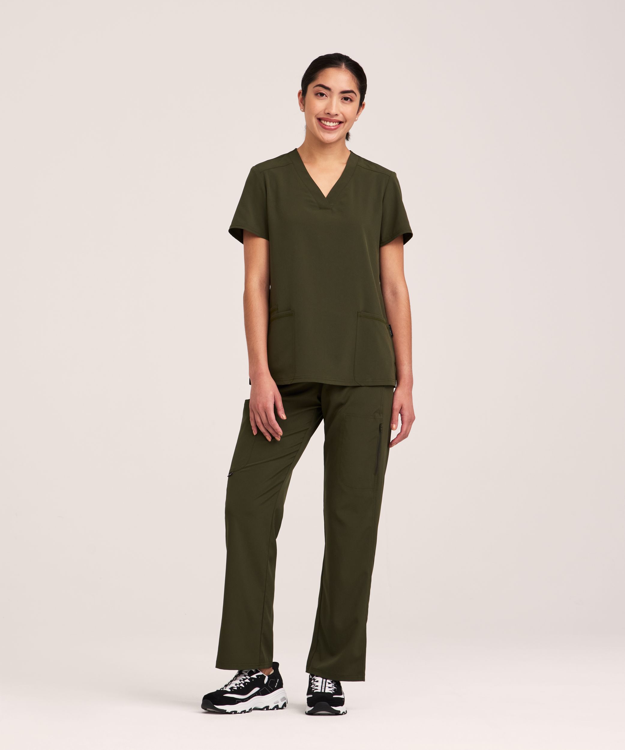 Scrubletics Women's V-Neck Knit Panel Scrub Top