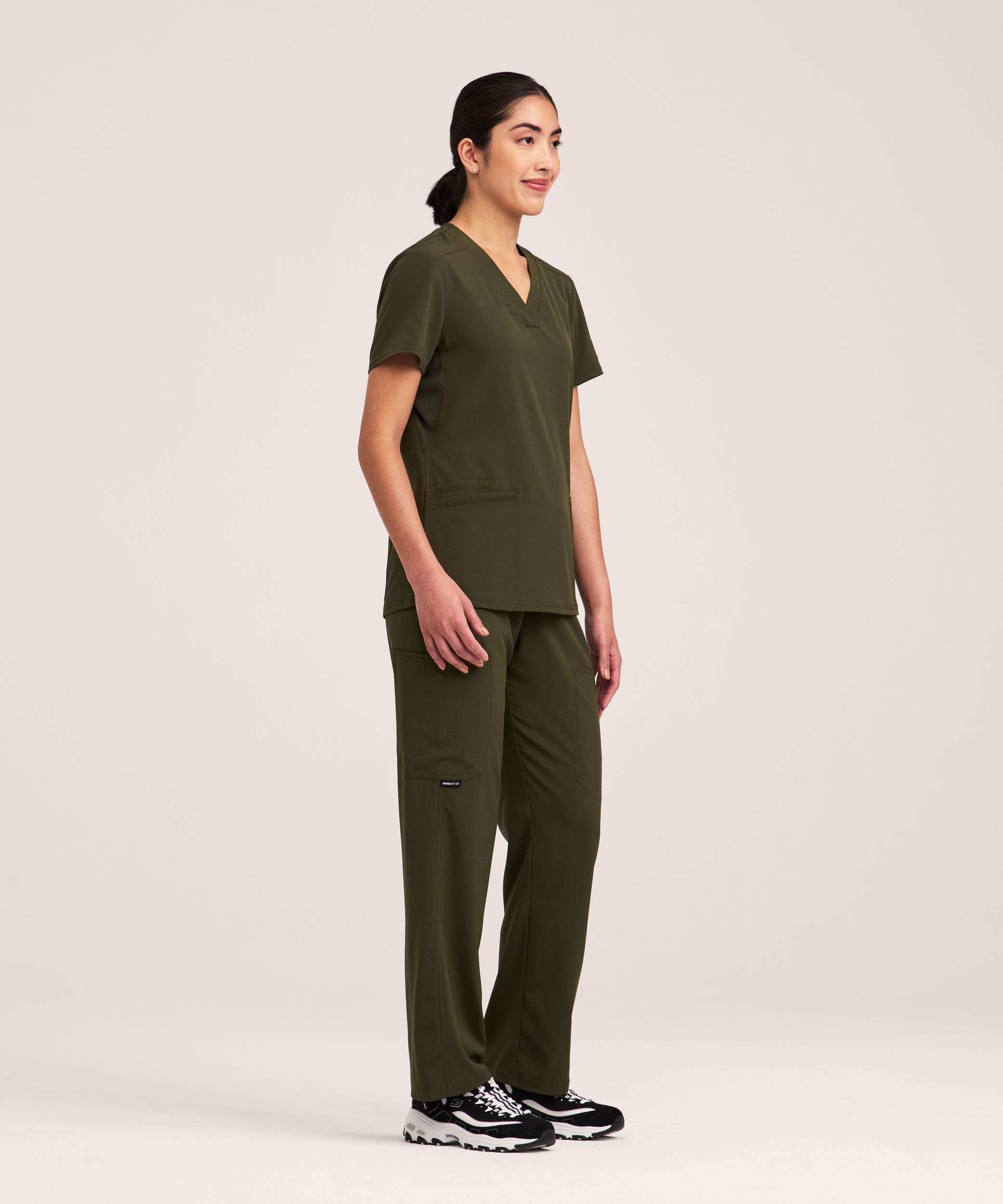 Scrubletics Women's V-Neck Knit Panel Scrub Top