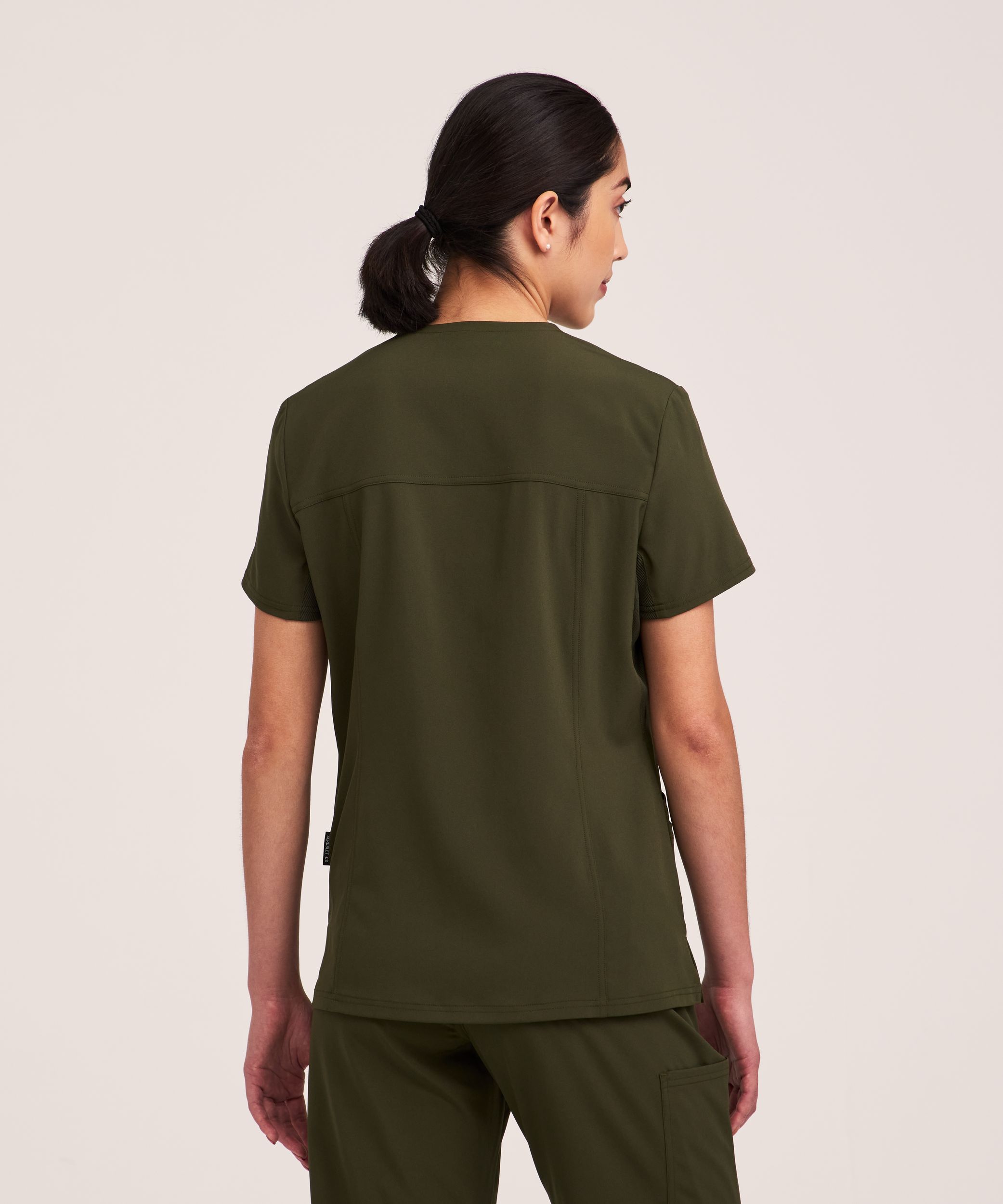 Scrubletics Women's V-Neck Knit Panel Scrub Top