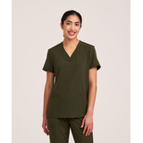 Scrubletics Women's V-Neck Knit Panel Scrub Top Front_Flat