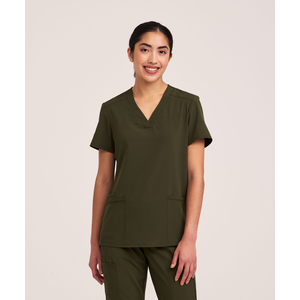 Scrubletics Women's V-Neck Knit Panel Scrub Top