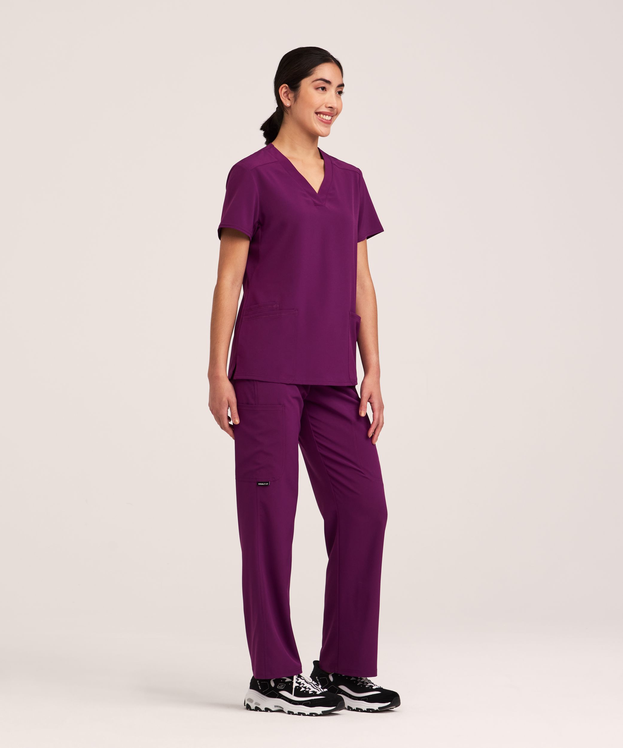 Scrubletics Women's V-Neck Knit Panel Scrub Top