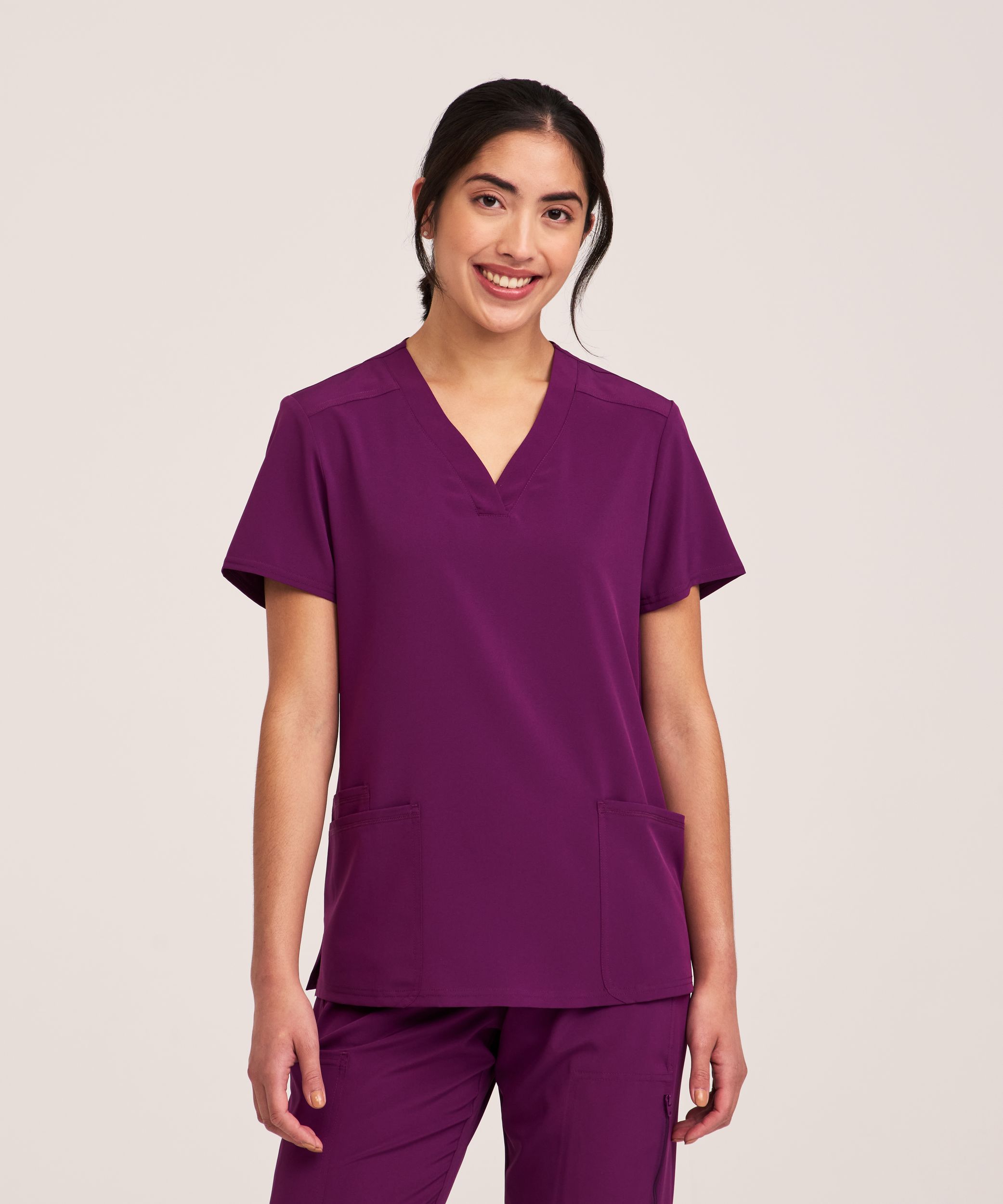 Scrubletics Women's V-Neck Knit Panel Scrub Top