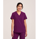 Haut d’uniforme médical à encolure en V et à panneaux en tricot pour femmes, Scrubletics Front_Flat